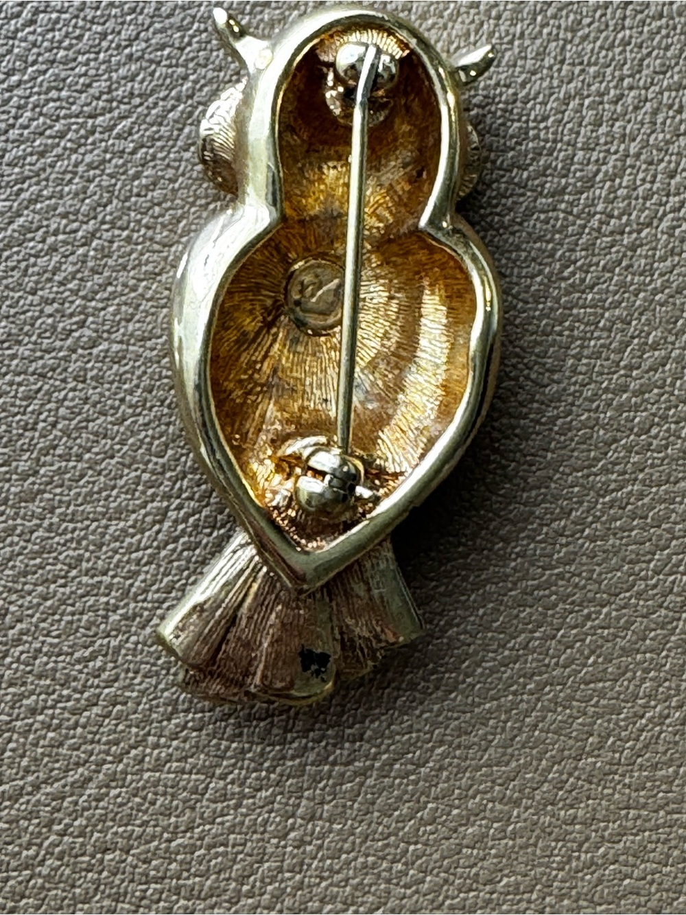 Vintage Swarovski Crystal Owl Brooch Signed Swan Logo Gold Tone Pave Figural Pin - Picture 7 of 8